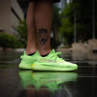 adidas yeezy boost 350 v2 glow in the dark on foot look 1