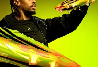 Bradley Barcola in promotional campaign for the adidas F50 HYPERFAST EVO "Too Light" football boot release.