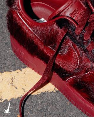 Nike Air Force 1 "Team Red" (Pony Hair; SKU: IR1940-600). Photo via Nike.