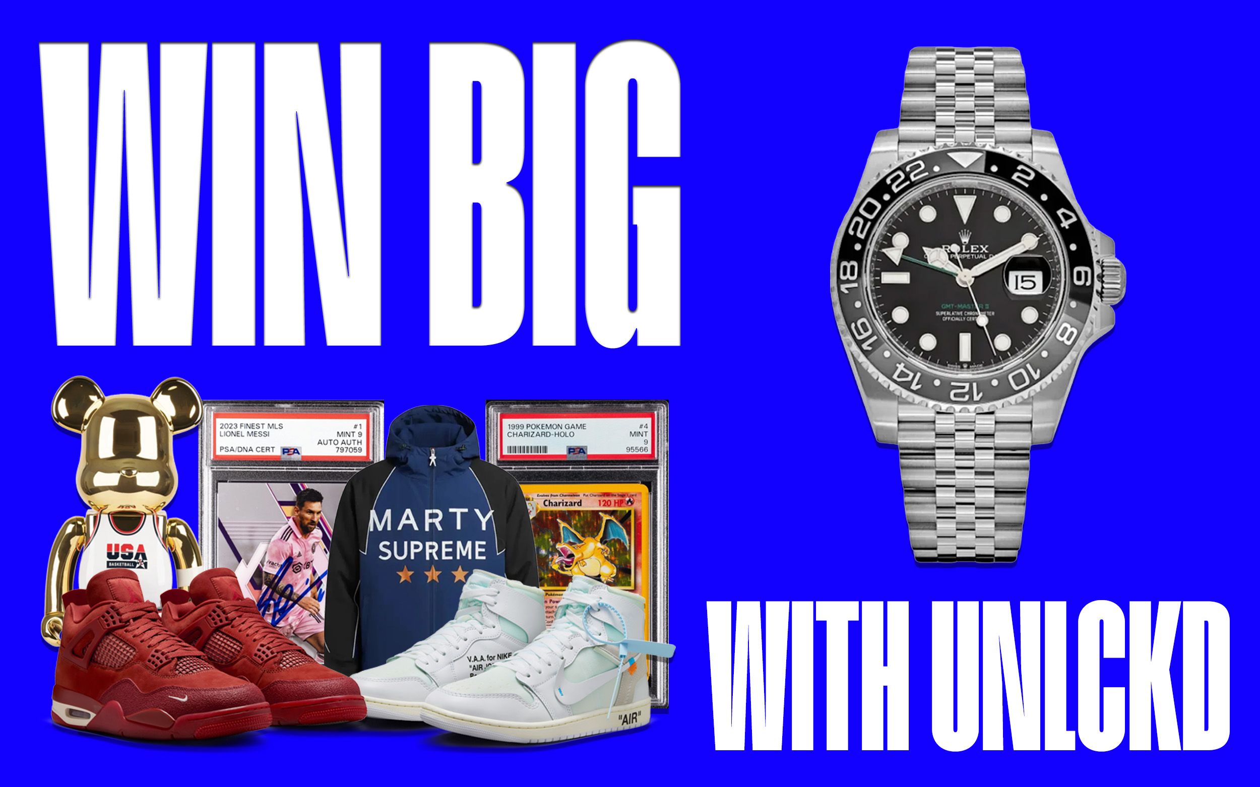 UNLCKD Is Giving Away a Rolex, Rare Jordans, Charizard Cards & More