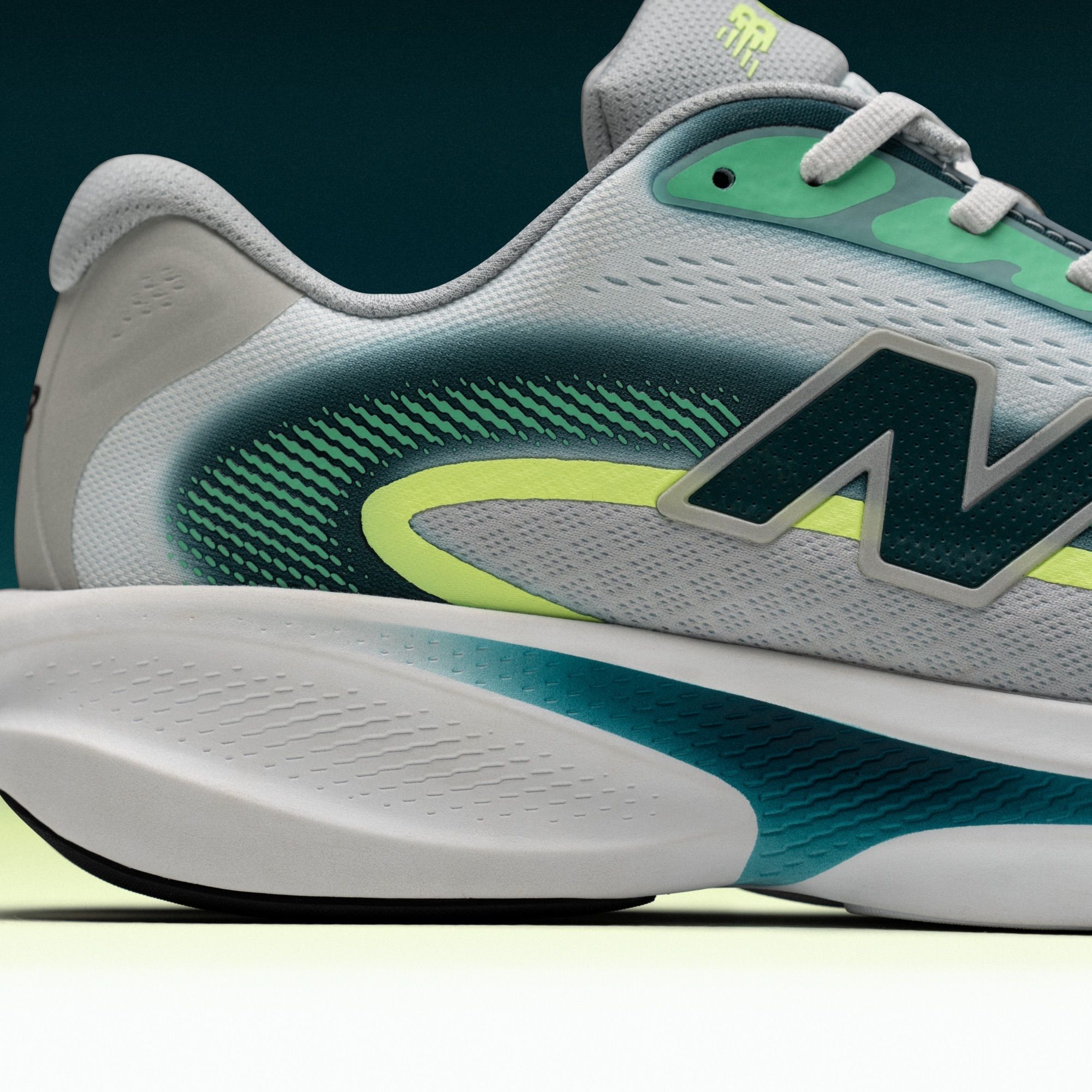 All-new New Balance Ellipse running shoe in its debut "Medusa Green" color scheme.