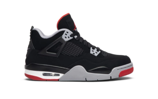Placeholder for Air Jordan 4 OG “Bred" retro in Big Kids' sizing.