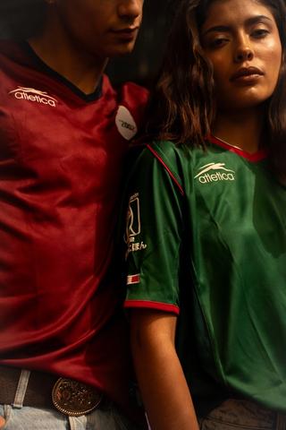 Mexico 2002 Home & Away Jersey Reissues by Atlética (green & burgundy). Photo via Atlética/MARGO STUDIO.