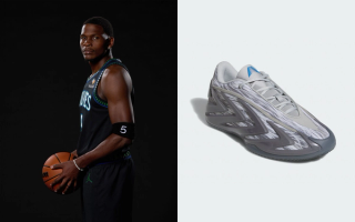 Anthony Edwards of the Minnesota Timberwolves; adidas Anthony Edwards 3 "Snow Camo" Basketball Shoe.