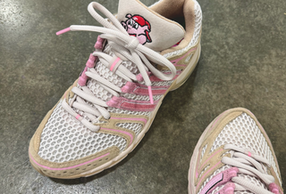 UNheardof's adidas Originals AdiStar Control 5 tan-and-pink "Porkchop" sample. Photo via Philip Lipschutz.