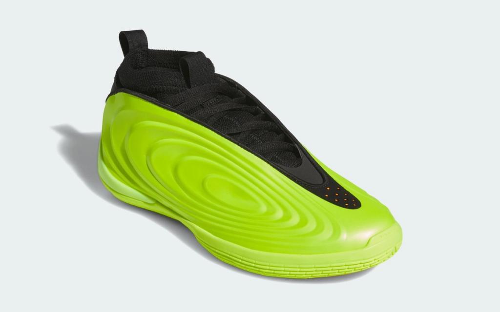adidas Harden Vol. 10 Supernova colorway, lateral and medial views of James Harden's tenth signature basketball model