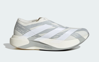Women's adidas Adizero Evo SL Laceless "Off White/Grey" (SKU: KI2660).