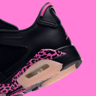 Big Kids' Air Jordan 6 Low “Black/Pink Leopard” (SKU: 768878-001). Photo via Foot Locker.