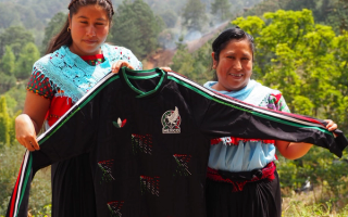 Women artisans with the numbered Someone Somewhere x adidas Third Jersey for Mexico. Photo via Someone Somewhere.