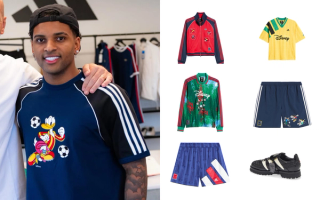 Rodrygo wearing Brain Dead's football-inspired collaboration with adidas & Disney, building hype for the 2026 World Cup™ tournament.