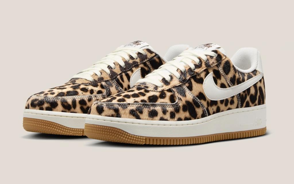Nike Air Force 1 Low in faux cheetah fur with spotted pattern upper and classic Swoosh