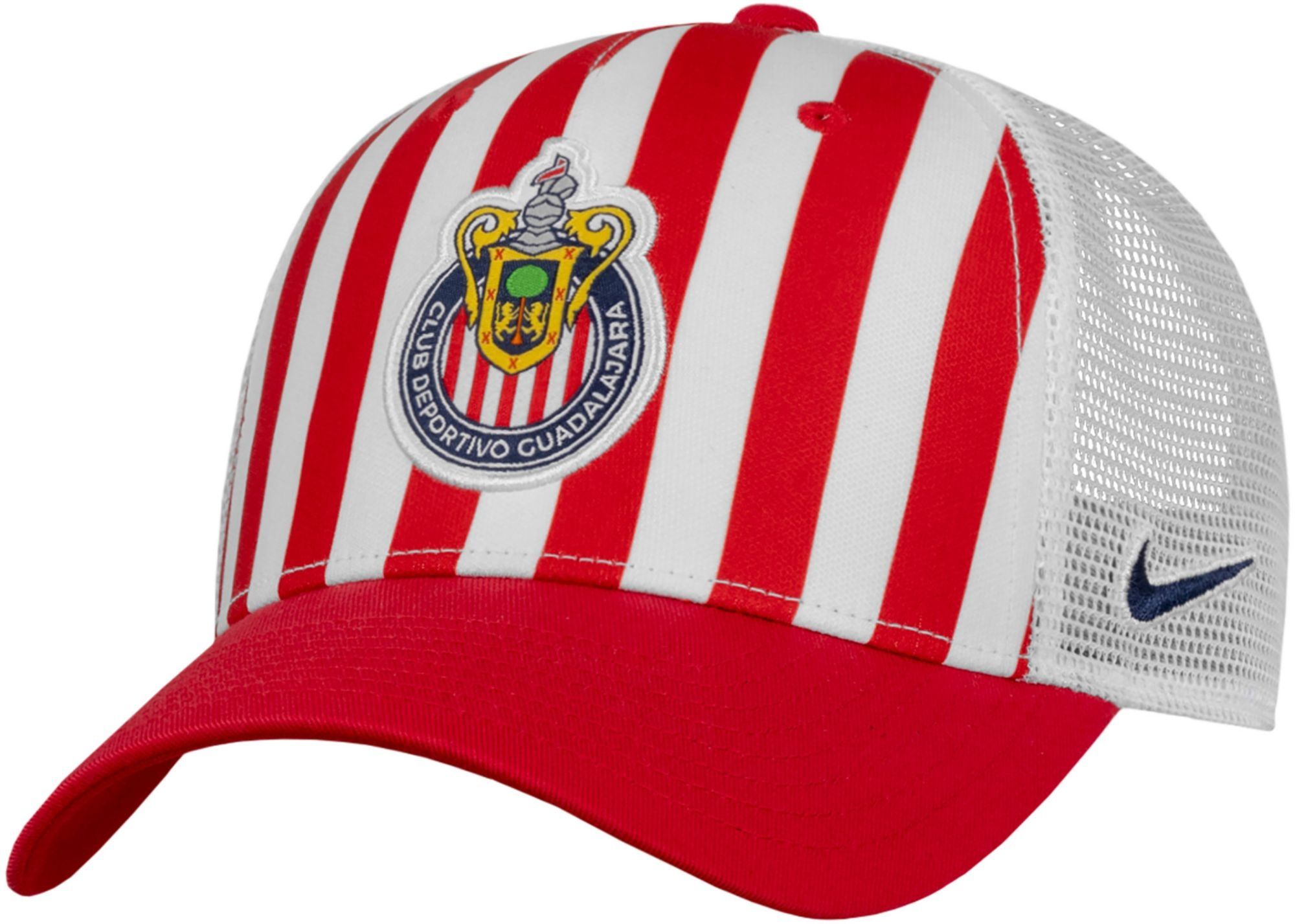 Chivas de Guadalajara Nike Trucker Hat "Red/White" (SKU: N/A). Photo via DICK'S Sporting Goods.