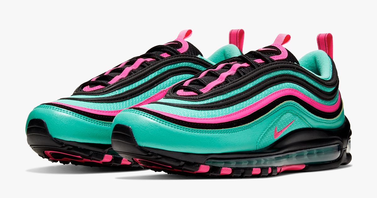 Nike Air Max 97 South Beach Size 6Y White Pink Green Custom 921522-101