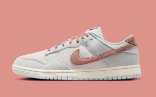 The Nike Dunk Low "Fossil Rose" Features a Mesh and Canvas Construction