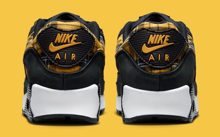 Nike Air Max 90 "Black/Yellow Ochre" (Plaid, Clueless, SKU: IR5598-001). Photo via Nike.