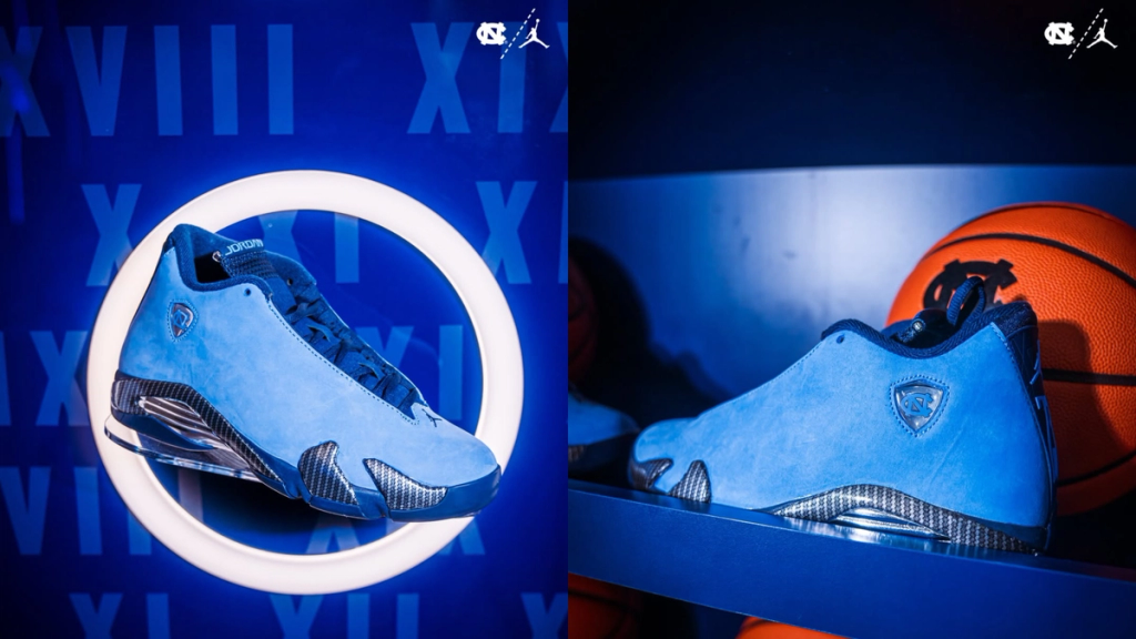 Jordan Brand Air Jordan 14 UNC PE in University of North Carolina blue colorway