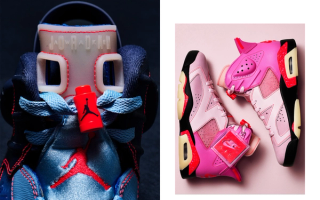 Awake NY x Air Jordan 6 "Blueberry" & "Bubble Gum Pink" Retros. Photos via Awake NY.