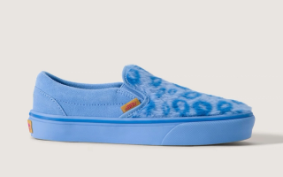 Adult's KPop Demon Hunters x Vans Classic Slip-On Shoe in a blue colorway.