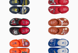 Ten different NCAA x Crocs Crocband Clogs inspired by different college teams—including the Florida Gators, UNC Tar Heels & Alabama Crimson Tide.