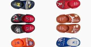 Ten different NCAA x Crocs Crocband Clogs inspired by different college teams—including the Florida Gators, UNC Tar Heels & Alabama Crimson Tide.