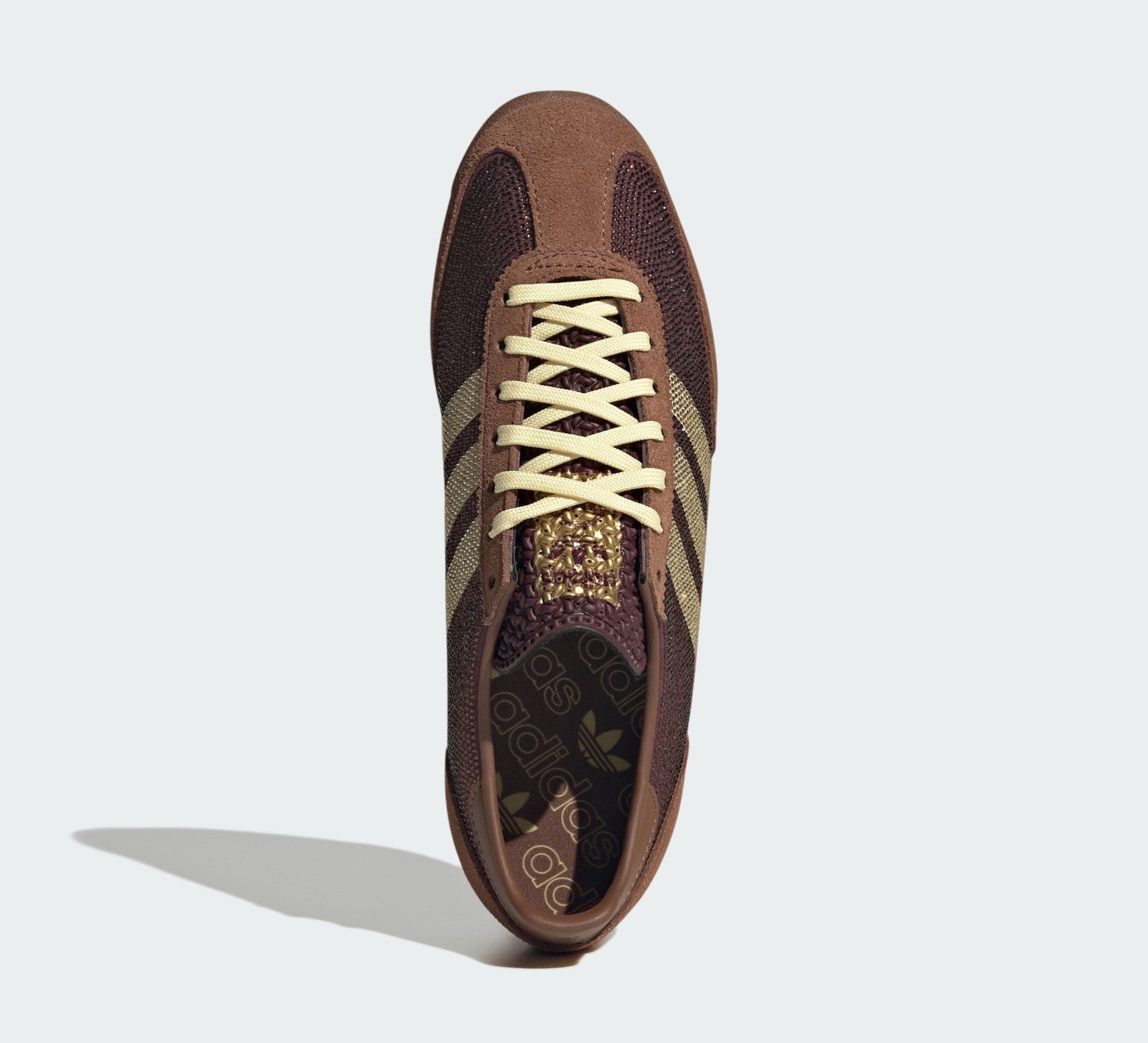 Women's adidas SL 72 Rhinestone "Preloved Brown" (SKU: KJ2425). Photo via adidas.
