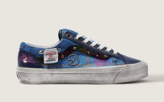 Harris Tweed® x Vans Old Skool in a "Blue/Pink" color scheme.