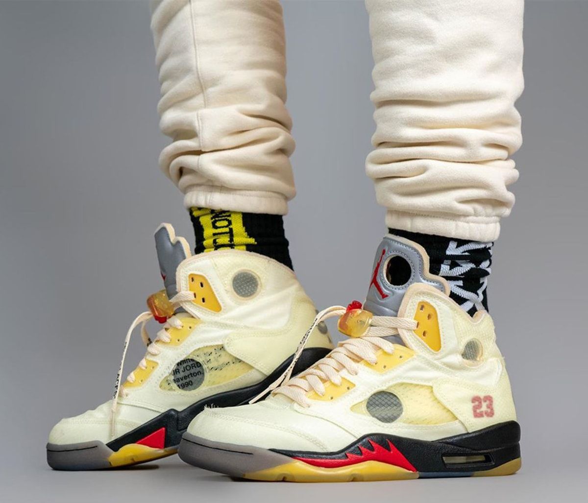 OFF-WHITE x Air Jordan 5 “Fire Red” Releases October 29 | House of