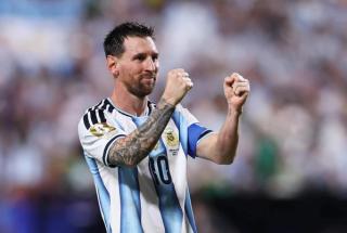 Lionel Messi after scoring in Argentina vs. Algeria 2026 World Cup™ match (June 16, 2026).