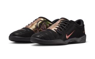 Nike Total 90 III indoor shoe in a "Black/Black/Red Sepia" color scheme.