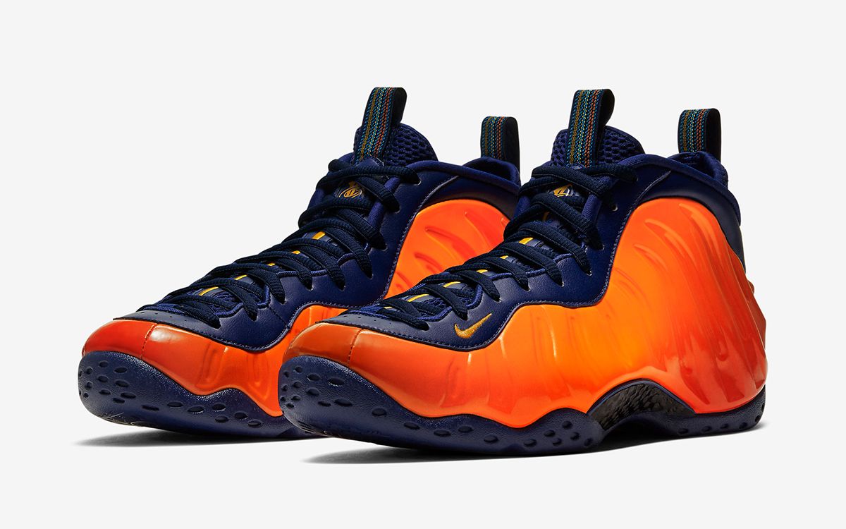 Orange and 2025 blue nike foamposites