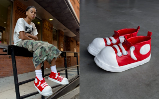 Bravest Studios's Claymation Shoe, a sculpted, hand-painted foam shoe made to resemble footwear worn by claymation characters.