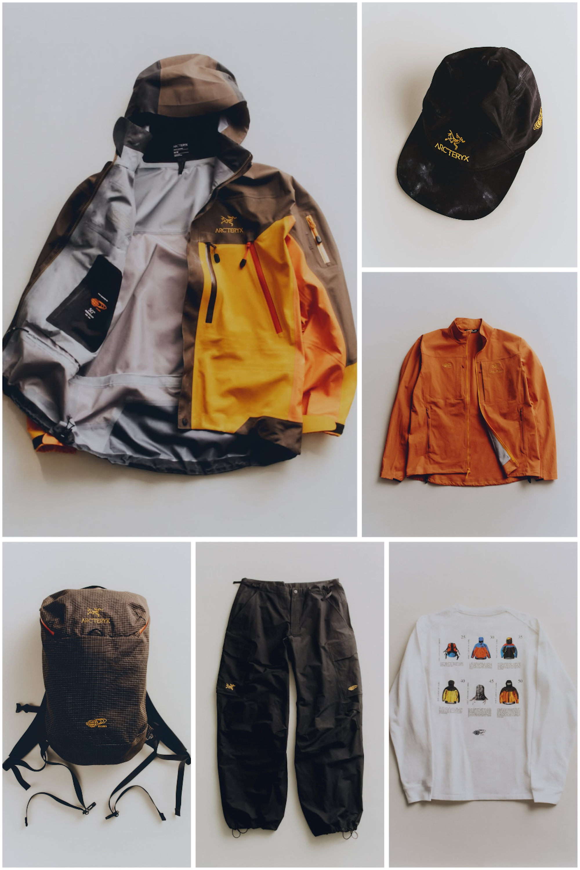 Six-piece Arc'teryx x BEAMS 25th Anniversary, scheduled to release Sept. 25, 2026.