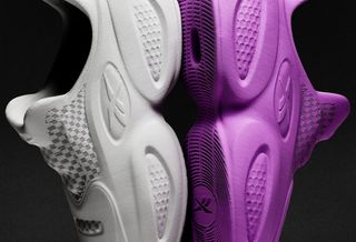 Allen Iveron's 3D-Printed Reebok Question 96/26 by Zellerfeld, in white & purple colorways.