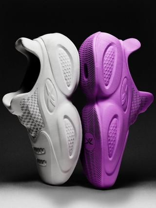 Allen Iveron's 3D-Printed Reebok Question 96/26 by Zellerfeld, in white & purple colorways.