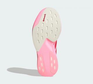 Women's adidas Adizero Evo SL EXO "Hearts" (Pink Glow; SKU: LC1933). Photo via adidas.