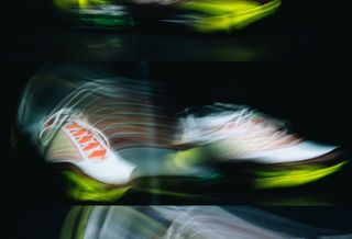 Campaign shot of the Reebok DMX Series 3000 sneaker, inspired by retro running campaigns.