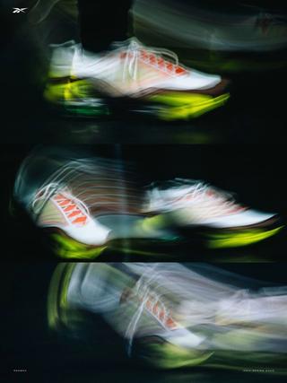 Campaign shot of the Reebok DMX Series 3000 sneaker, inspired by retro running campaigns.