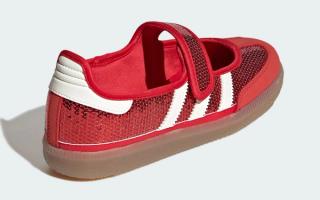 Kids' adidas Samba Jane Sequin "Better Scarlet" (SKU: LB0490). Photo via adidas.