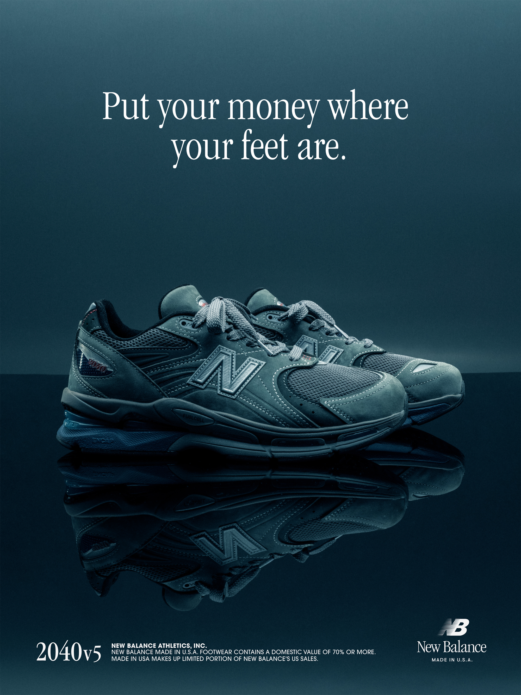 Premium New Balance 2040v5 Made in USA in a "Grey" color scheme.