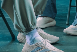 adidas ClimaCool Laced in a cream-and-silver color scheme, part of the Three Stripes' innovative 3D-printed footwear.