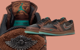 Men's Air Jordan 1 Low OG "Día de Muertos" (2026) retro in a chocolate color scheme.