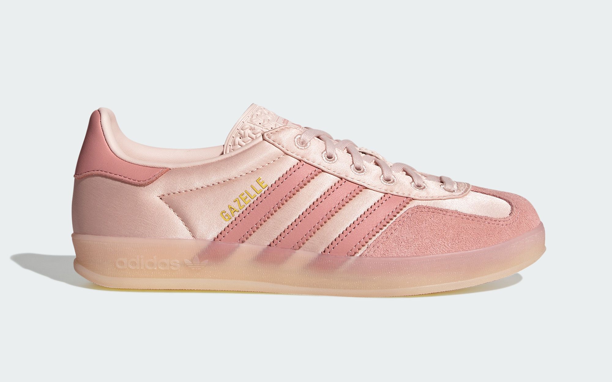 The Adidas Gazelle Indoor Appears in Pink Satin and Suede