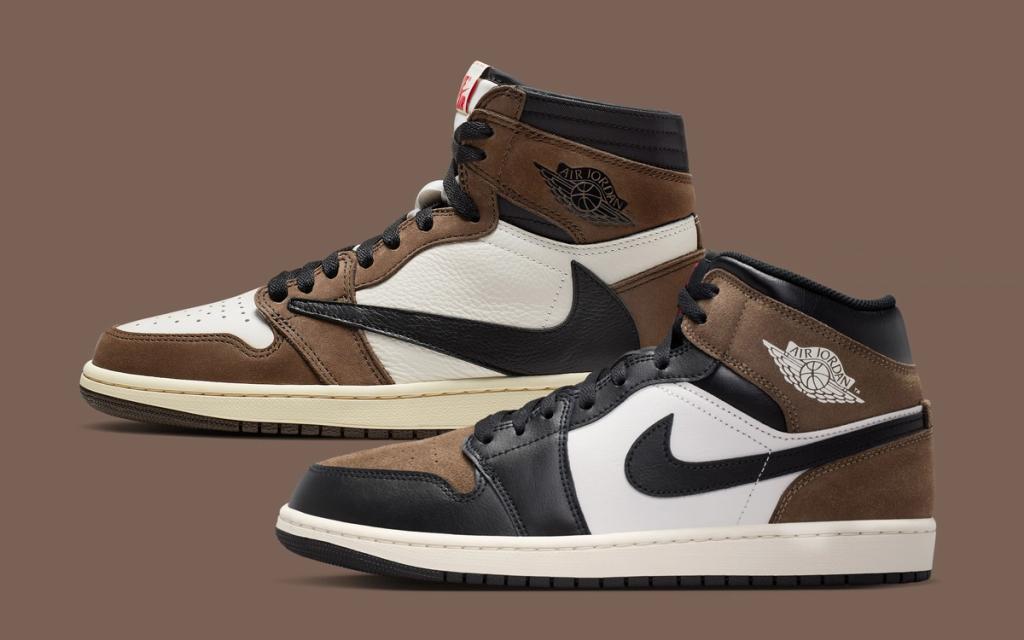 Air Jordan 1 Mid in Palomino colorway, a warm earth-toned sneaker reflecting Travis Scott's design heritage with Jordan Brand
