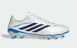 adidas Copa Pure 4 Elite Laced FG "Chaos vs Control" football boots in a "Zero Metallic/Dark Blue/Lucid Ray Blue" color scheme.