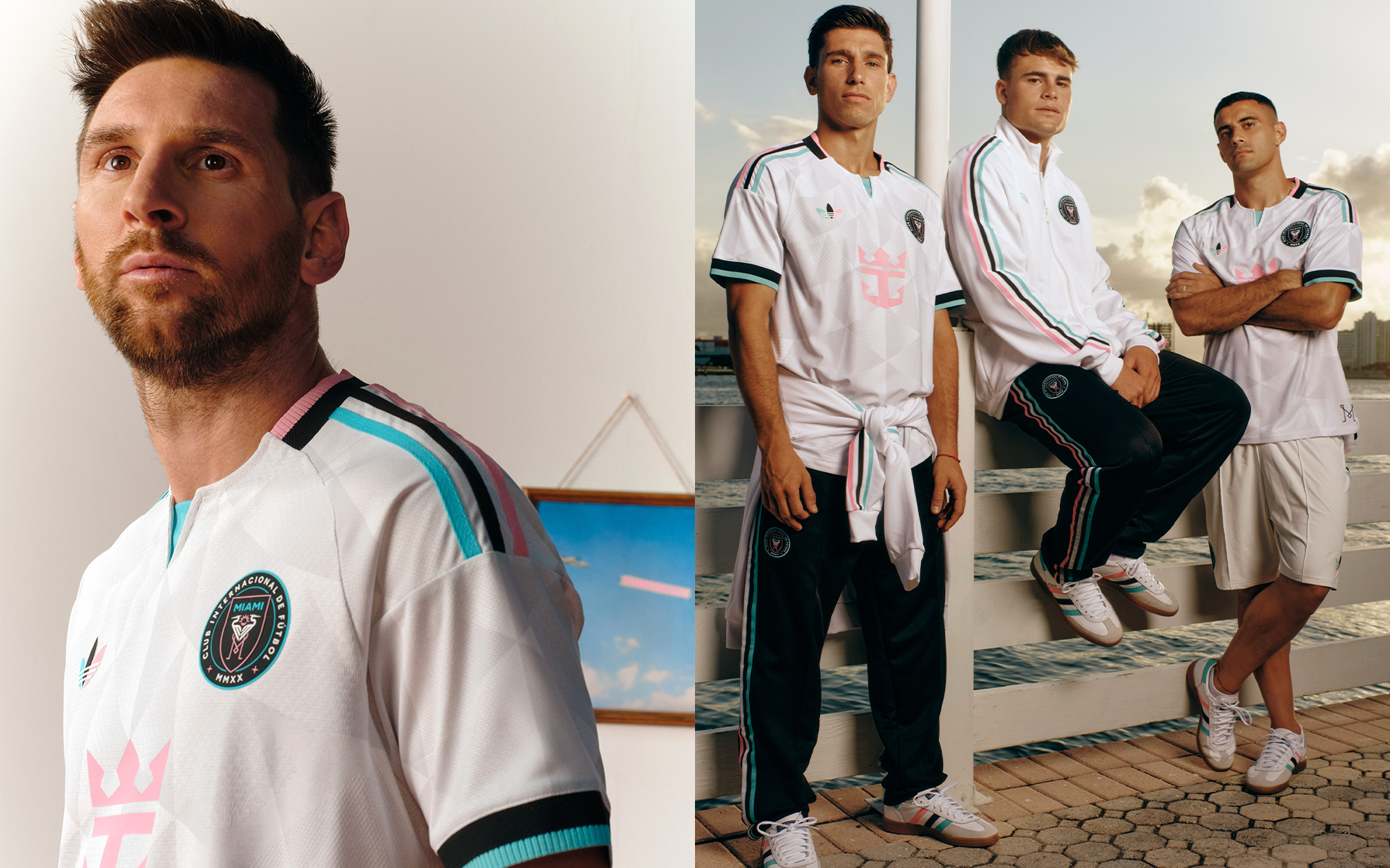 Lionel Messi, Facundo Mura, Mateo Silvetti & German Berterame wearing items from Inter Miami's 2026 Third kit collection by adidas.