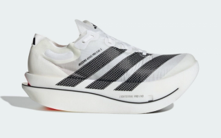adidas Adizero Adios Pro Evo 3 in its original white, black, and red color scheme.