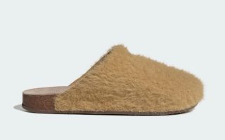 Women's adidas ADIMULE Slide "Golden Beige" (SKU: HQ8148). Photo via adidas.