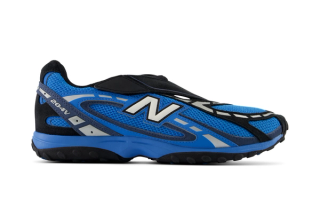 Velcro-assisted New Balance 204V Mary Jane thin-soled sneaker in a "Fan Blue/Vintage Indigo/Black" color scheme.