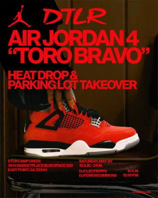 Air Jordan 4 "Toro Bravo" Atlanta Release Details.