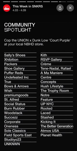 Union x Nike Dunk Low Argon NBHD Store List